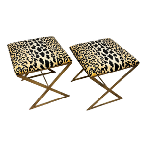 Vintage Wildwood Gold Leaf Iron C Benches - a Pair