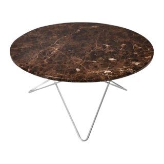 Brown Emperador Marble and Black Steel O Table by OxDenmarq For Sale