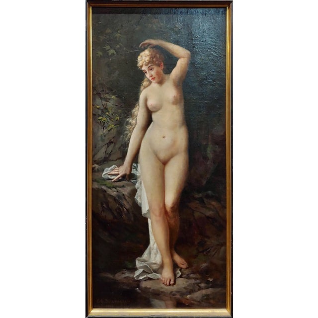 Charles Grant Beauregard -Nude Female in the Outdoors-19th century Oil painting Oil painting on canvas -signed -circa...