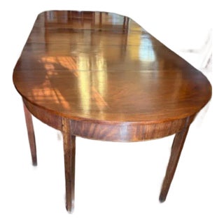 Circa 1840 Georgian Pair of English D End Tables With Mahogany Dining Table For Sale