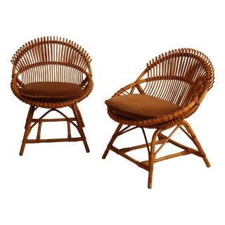 Vintage Bamboo Chairs, Italy, 1960s, Set of 2 For Sale