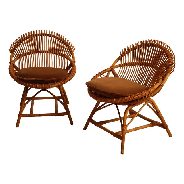 Vintage Bamboo Chairs, Italy, 1960s, Set of 2 For Sale