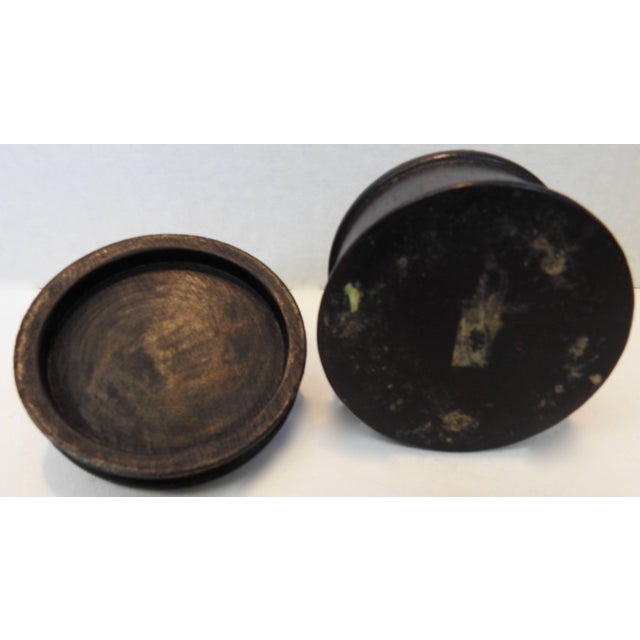 Round Wooden Box With Porcelain Koi Fish on Lid For Sale - Image 4 of 8