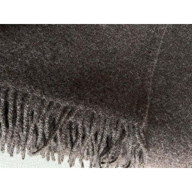 Textile Alpaca Wool Throw With Fringe in Dark Coco For Sale - Image 7 of 7