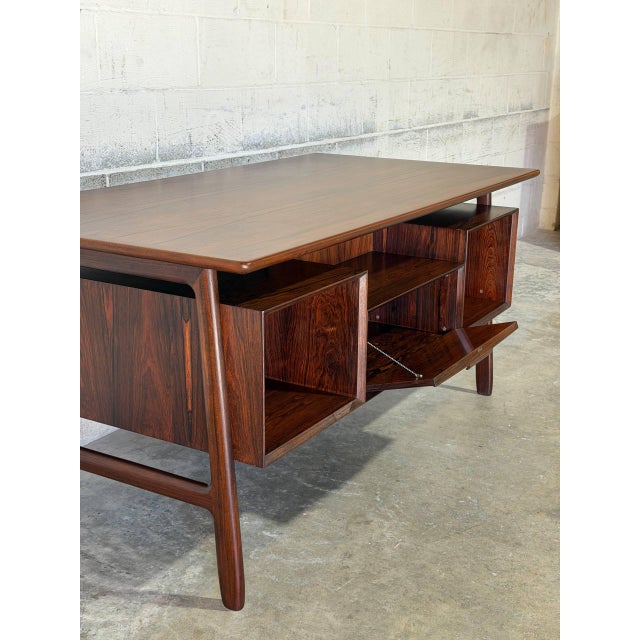 In Style of Gunni Omann for Omann Jun Model 75 Rosewood Executive Desk Danish Mid-Century Modern 1960s For Sale - Image 10 of 11