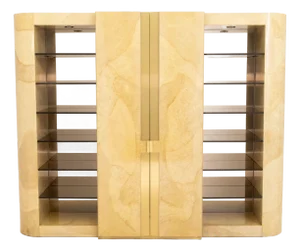 Karl Springer Style Faux Travertine Cabinet