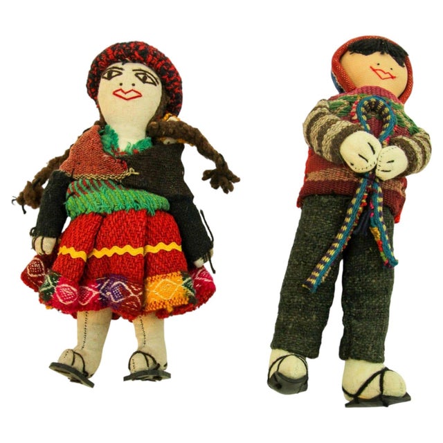 Textile Vintage Handcrafted Peruvian Folk Art Dolls, Mid-20th Century For Sale - Image 7 of 12