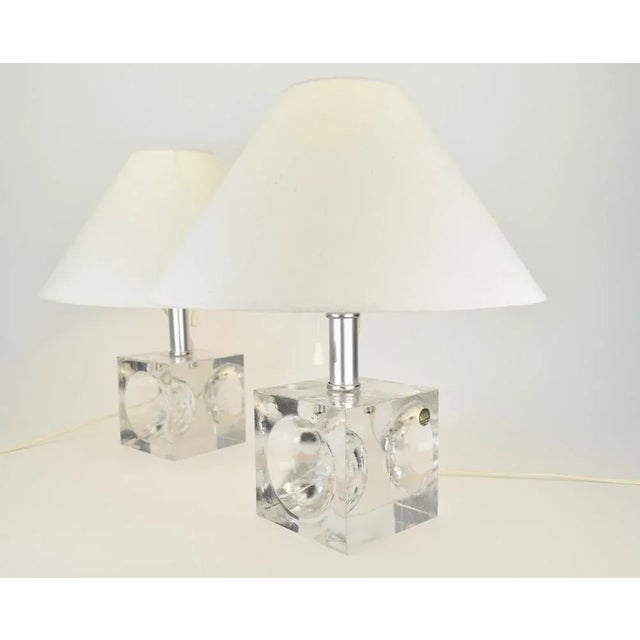 Marked: Handmade Crystal Superior 30%, Royal Leerdam Kristalunie Holland. Lampshades are included in the sale. Dimensions...