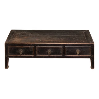 Black 3-Drawer Kang Table, 1900s For Sale