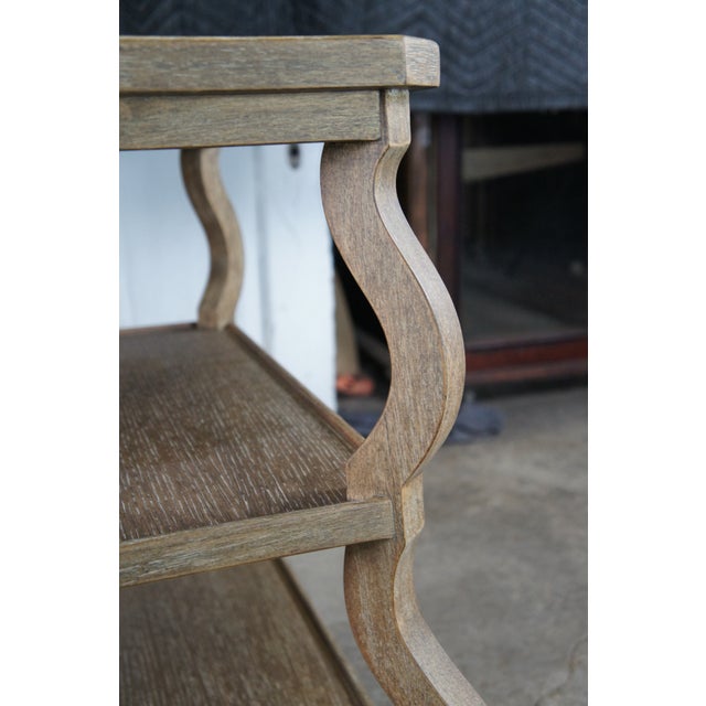 2 Woodbridge Furniture Vintage Tiered Oak Side Accent Tables Modern Pair For Sale - Image 9 of 11