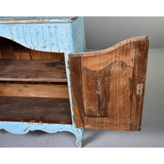 French Provincial Louis XV Style Blue-Painted Two-Door Buffet For Sale In Detroit - Image 6 of 13
