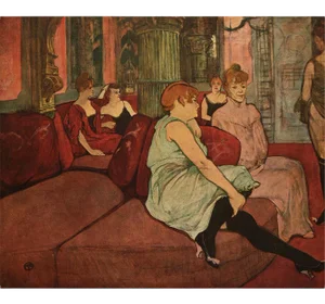 1940s After Henri De Toulouse-Lautrec "In Salon" Vintage Swiss Lithograph