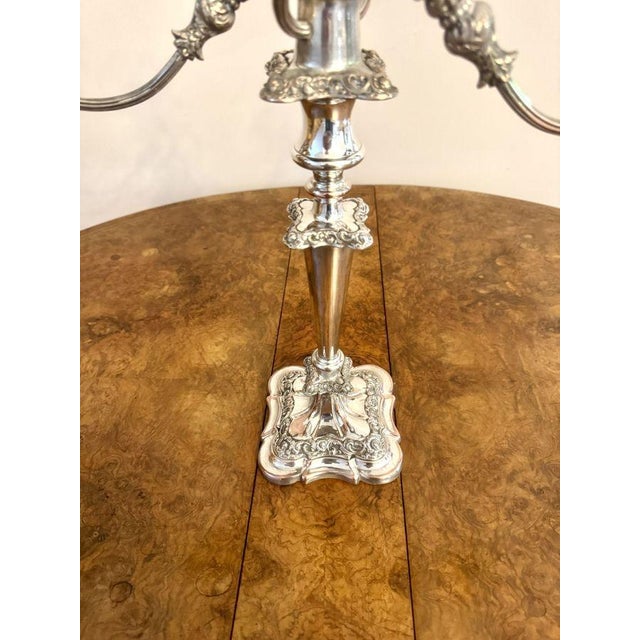 Antique Victorian Ornate Silver-Plated Candelabras, 1860, Set of 2 For Sale - Image 4 of 10