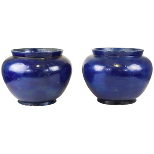 19th Century Blue Terracotta Vases, Set of 2