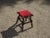 Vintage French Country Rustic Red Stool Footstool Bench Farmhouse Chic For Sale In Los Angeles - Image 6 of 12