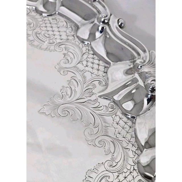 Gold Antique Edwardian Sheffield Sterling Silver Salver, 1904 For Sale - Image 8 of 18