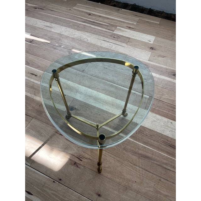 Solid Brass Base Side Table on Hoof Feet Mid Century Italian For Sale In New York - Image 6 of 9