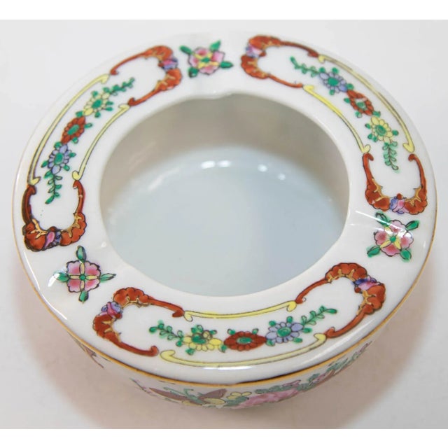 Vintage Asian Porcelain Hand Painted White Floral Ashtray China For Sale - Image 10 of 13