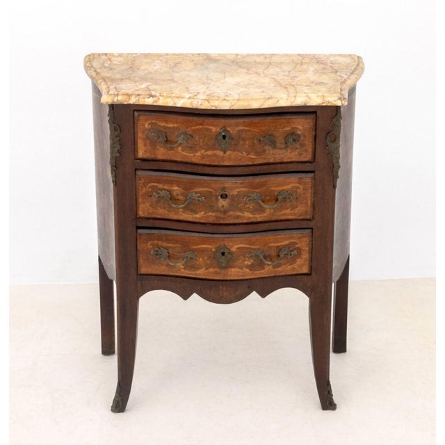 Louis XV Style Marble Top Mahogany Chest of Drawer For Sale - Image 4 of 9