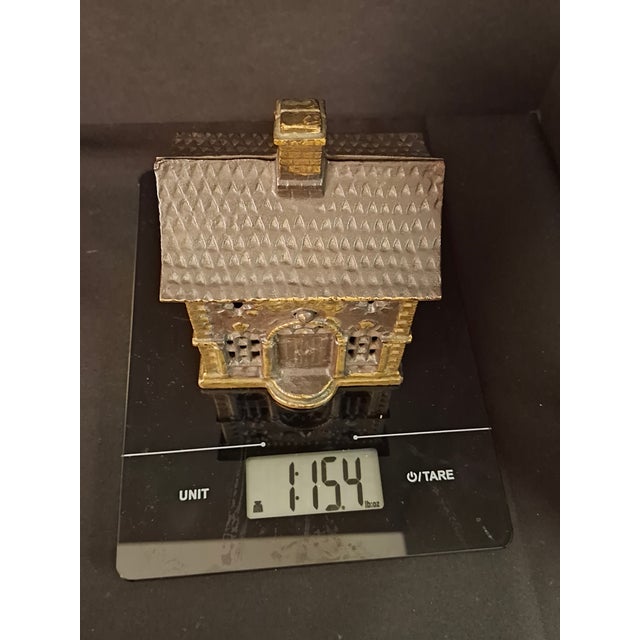 Antique Cast Iron Roof Bank J&e Stevens Architectural Building Still Coin Savings Bank Gold Paint C. 1890 For Sale In Boston - Image 6 of 18
