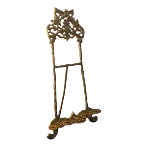 Early 1900s Art Noveau Solid Brass Carved Easel