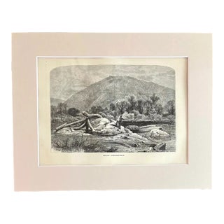 Antique 1874 Wood Engraving "Mount Chesterfield" NH in Frame-Ready 11x14 Mat For Sale