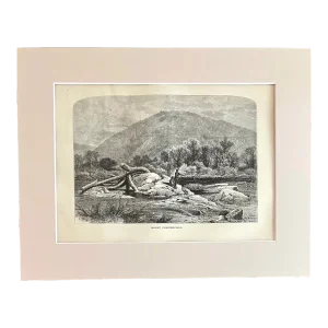 Antique 1874 Wood Engraving "Mount Chesterfield" NH in Frame-Ready 11x14 Mat