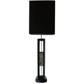 Mid Century Modern Danish Tall Lamp With Quartz and Black Wood 1960's For Sale