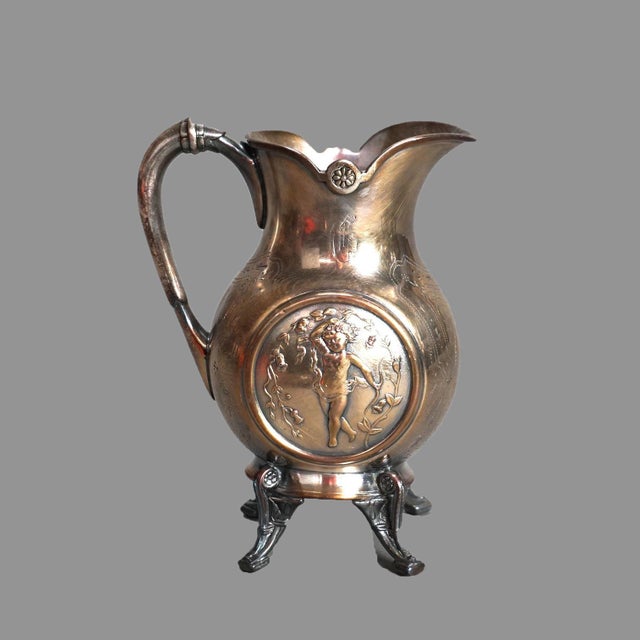 Antique Five Piece Figural Reed & Barton Figural Silver Plated Tea Set C1890 For Sale - Image 6 of 12