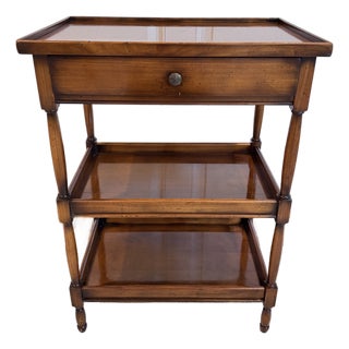 Antique Fruitwood Three Tier Side Table W/ Drawer For Sale