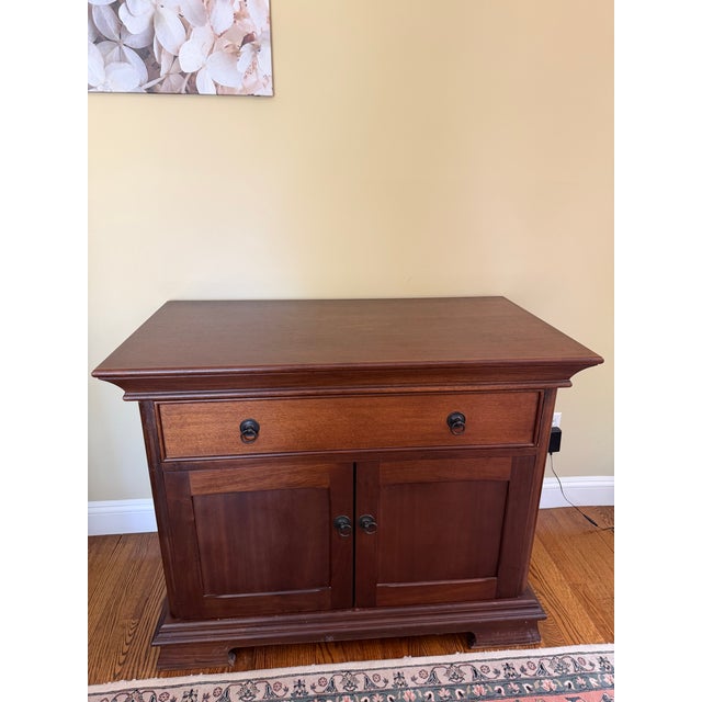 Neoclassical Vintage Ethan Allen Medallion Style Cherry Server Cabinet For Sale - Image 3 of 16
