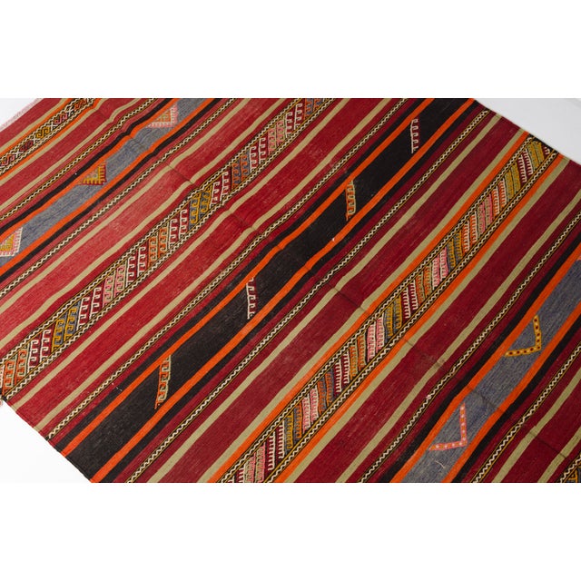 1960s Mid 20th Century Traditional Striped Kilim For Sale - Image 5 of 10