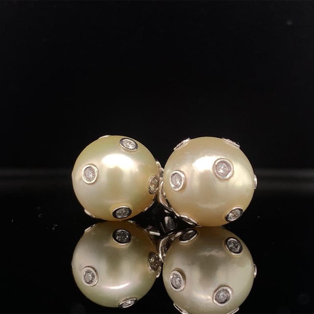 Diamond South Sea Pearl Earring 14 Karat Certified For Sale In New York - Image 6 of 13