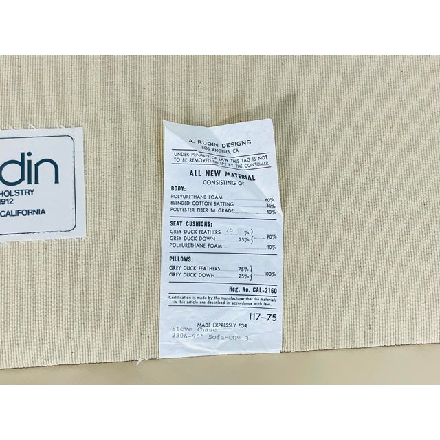 Vintage A. Rudin for Steve Chase Cream Leather Sofa For Sale - Image 17 of 18