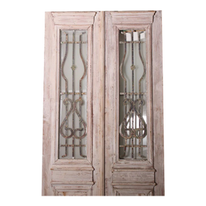 Late 19th Century Double French Doors With Metal/Glass - A Pair