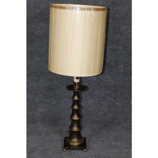 Stiffel Pair of Faux Bamboo Brass Stiffel Mid Century Modern Table Lamps For Sale - Image 4 of 10