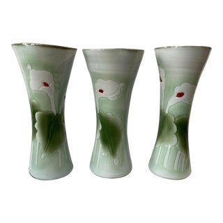 1990s Maitland Smith Hand Painted Vases - Set of 3 For Sale