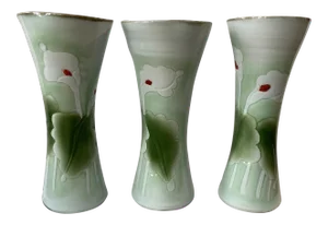 1990s Maitland Smith Hand Painted Vases - Set of 3
