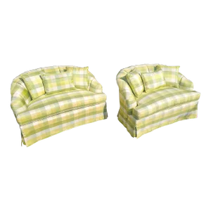 Pair of Ej Victor Silk Upholstered Loveseats