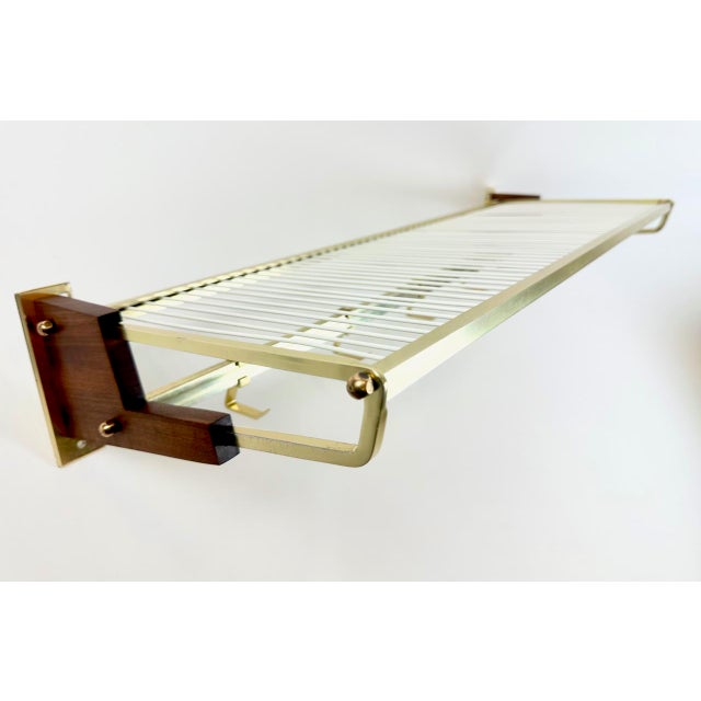 Mid-Century Teak and Brass Plated Coat Rack, 1960s For Sale - Image 3 of 17