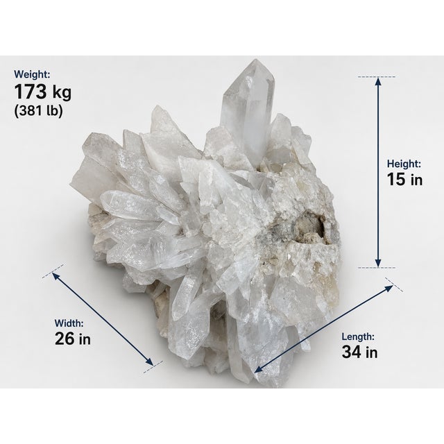 1980s Monumental Brazilian Quartz Crystal Cluster – 381 Lb Natural Statement Specimen For Sale - Image 5 of 5