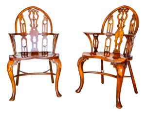 Gothic Strawberry Hill Windsor Steeple Back Armchairs by Theodore Alexander, 1990s, Set of 2