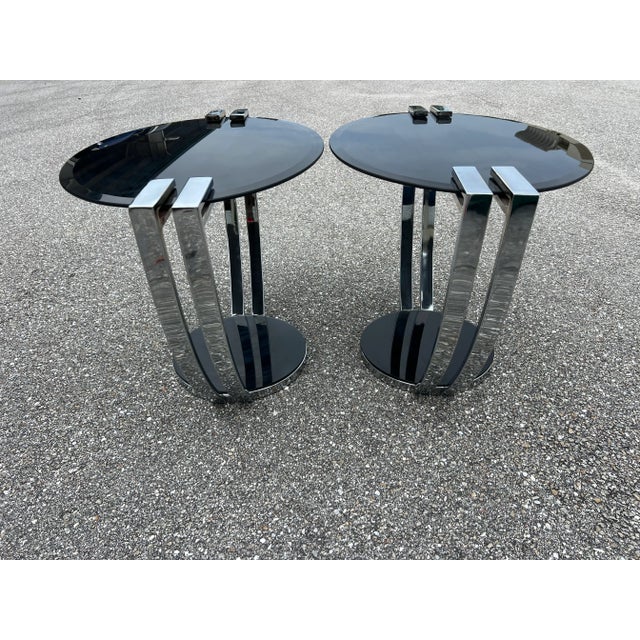 Oval Coffee Table With Glass Top and Base and Chromed Steel Supports For Sale - Image 10 of 10