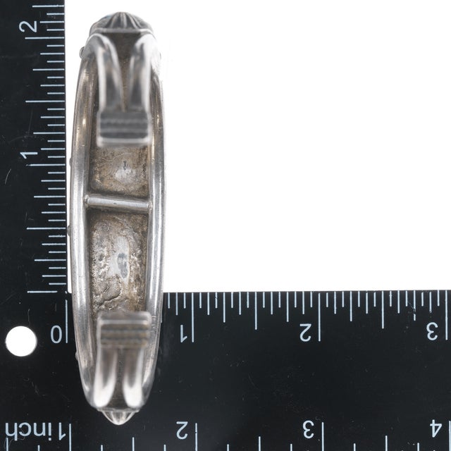 Late 20th Century 7" 20's-30's Navajo Silver Turquoise Row Cuff Bracelet For Sale - Image 5 of 9