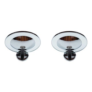 1990s Estiluz of Spain Chrome and Black Wall Sconces - a Pair For Sale