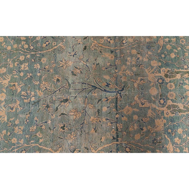 Indian Fine Antique Indian Handmade Wool Rug For Sale - Image 3 of 9