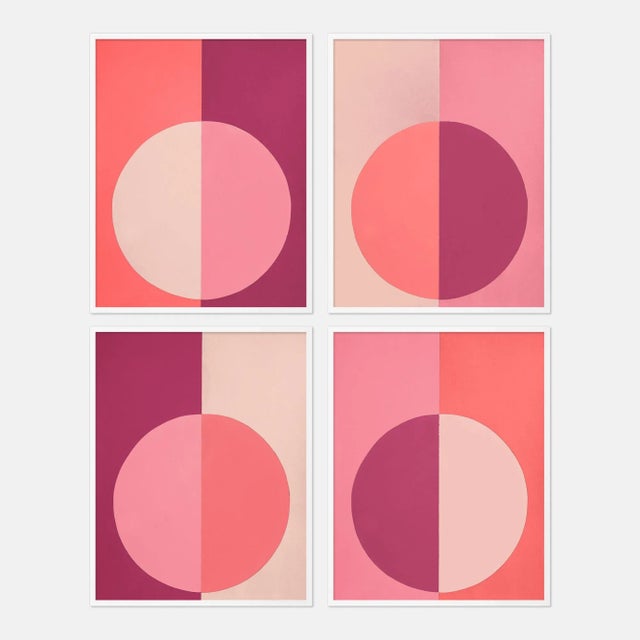 Pink Forevers Set of 4 by Stephanie Henderson in White Frame, Medium Art Print For Sale In Austin - Image 6 of 6