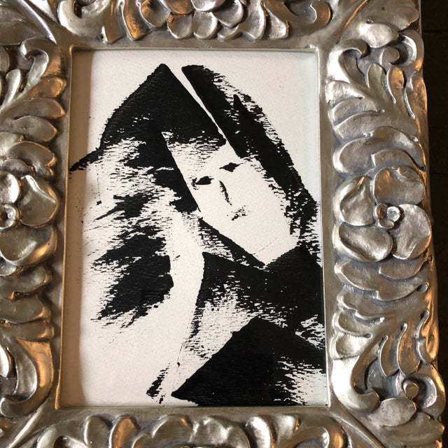 Original painting on paper unsigned 5 x 7 overall size with vintage frame is 9 x 11 meant to stand tabletop