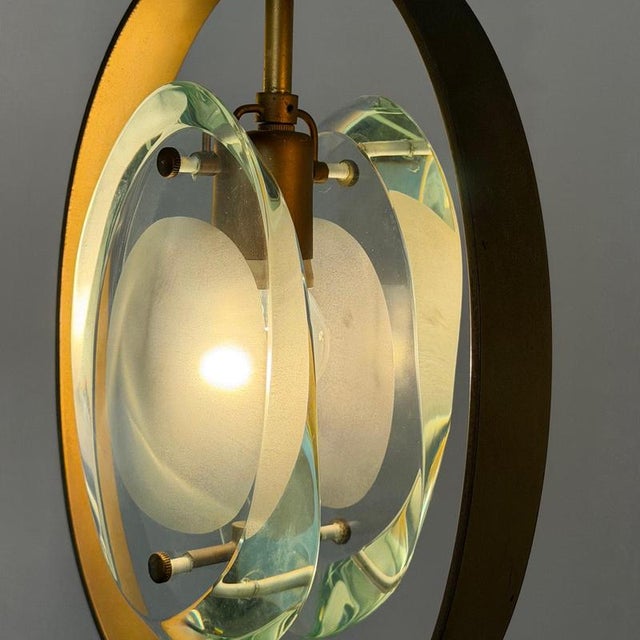 Aqua Model 1933 Pendant in Brass and Glass by Max Ingrand for Fontana Arte, Italy, 1961 For Sale - Image 8 of 18
