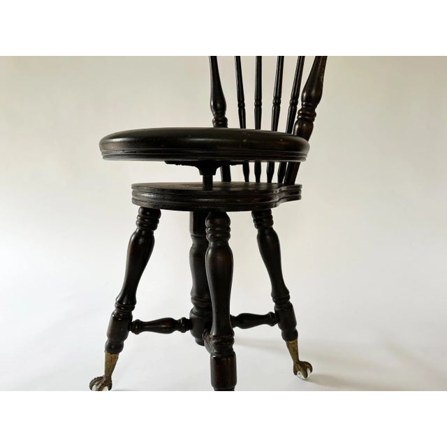 Victorian Antique Piano Stool With Backrest, Early 1990s For Sale - Image 3 of 11